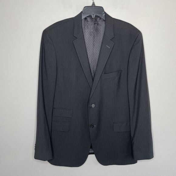 Hugo Boss Other - HUGO BOSS Suit Jacket Mens 44R 2-Button Gray Pinstripe Virgin Wool Super 100